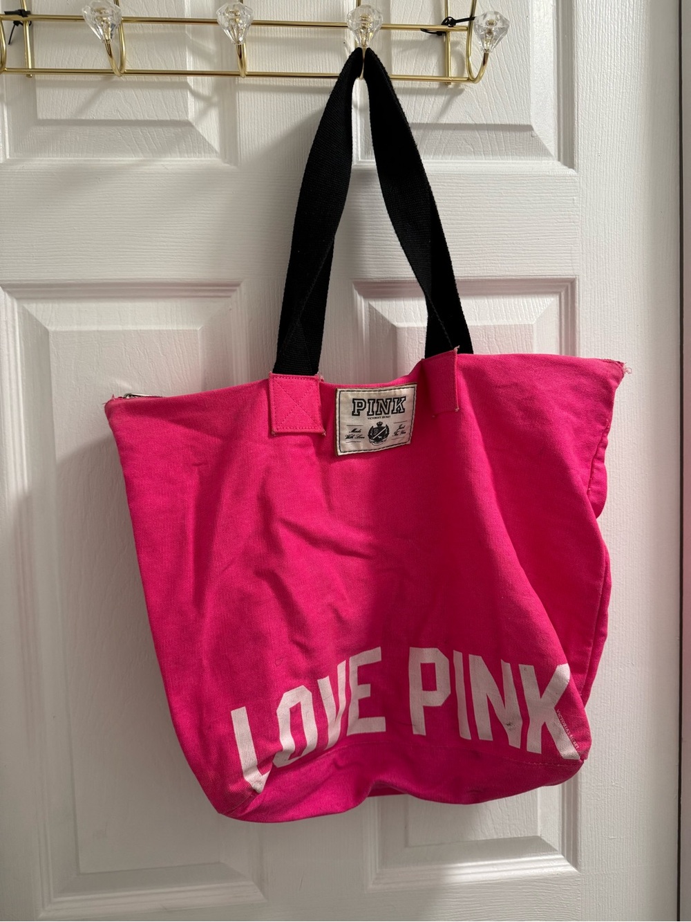 VS pink cotton canvas bag
